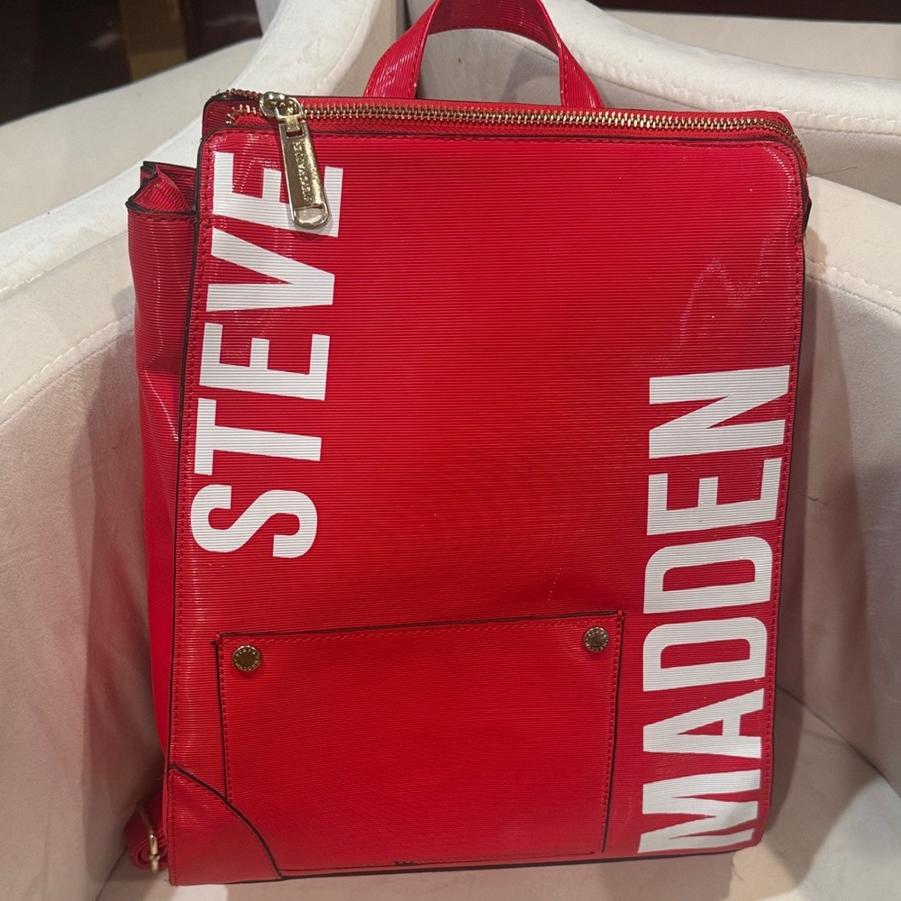 Steve Madden Red Logo Backpack